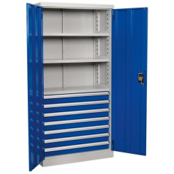 Sealey APICCOMBO7 Cabinet Industrial 7 Drawer 3 Shelf 1800mm