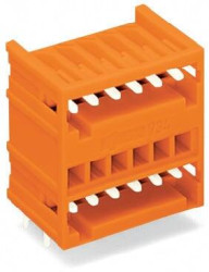 Pin header, 2 pole, pitch 3.81 mm, angled, orange, 734-432