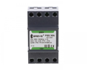 Transformator 1-fazowy modułowy bezpieczeństwa PSS 30N 230/ 12V 2,5A, na szynę DIN, IP20, Ta 40, 16012-9891