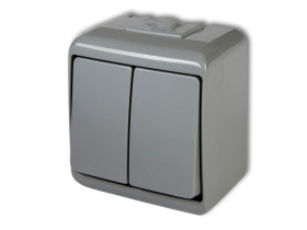 JUNIOR IP54 Wyłącznik podwójny świecznikowy popielaty 10WHE-2 KARLIK