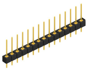 Pin header, 15 pole, pitch 2.54 mm, straight, black, SL915G