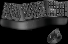 ID0211 Keyboard/mouse combination, wireless, ergonomic, black, DE
