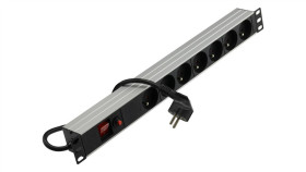 Listwa Zasilająca Rack 19 Cali 1U 7 Gniazd Z Bezpiecznikiem I Wyłącznikiem...