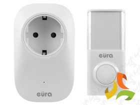 Dzwonek bezprzewodowy ''EURA'' WDP-91H2 ''SOUL'' z gniazdem 230V SCHUKO bezbateryjny przycisk (kinetyczny) możliwość rozbudowy H