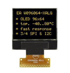 Wyświetlacz OLED Żółty macierz pasywna 96 x 64pikseli Display Visions COB I2C, SPI Brak