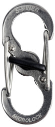 Karabińczyk podwójny S-Biner MicroLock, srebrny, 2 szt. NITE Ize NI-LSBM-11-2R3