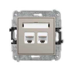 MINI Mechanizm gniazda komputerowego podwójnego 2xRJ45, kat. 6A, 8-stykowy taupe 60MGK-8