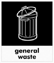 Znak warunków bezpieczeństwa, Klej winylowy, Czarny, biały, "General Waste