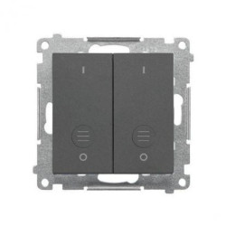 Simon 55 Łącznik dwubiegunowy podwójny (moduł) 16 AX, 250 V~, szybkozłącza Grafitowy mat TW22A.01/116