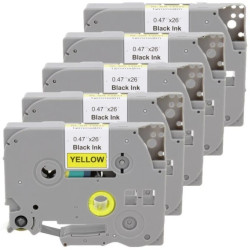 Taśma 5x Tze-631 do drukarki Brother 12mm 8m żółta taśma czarny nadruk /5szt./