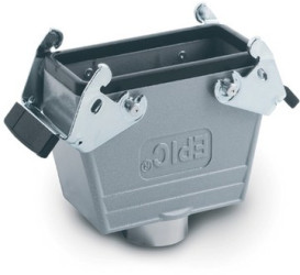 Grommet housing, size HB16, aluminum alloy, PG21, straight, cross bow locking, IP65, 10086000