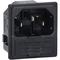 Bulgin PF0011/15/63 10A 250V C14 3 Pole PC Snap Fit Fused IEC Power Entry Module