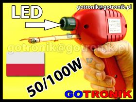 Lutownica transformatorowa 50W/100W LED produkcji TEX z przełącznikiem mocy