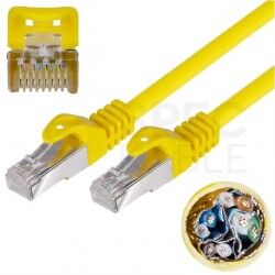 Patchcord S/FTP kat.7 PiMF kabel sieciowy LAN 2x RJ45 linka bezhalogenowy LSOH żółty 15m NEKU