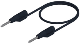 Measuring lead with (2 mm plug, rigid, straight) to (2 mm plug, rigid, straight), 500 mm, black, PVC, 0.5 mm², CAT O, 973595100