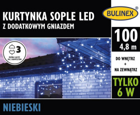 Kurtyna świetlna zewnętrzna flesz 100l kurtyna sople z dod.gniazdem 5m dekoracji+5 m przewodu zasilającego 13-566