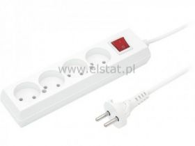 Przedłużacz 4GN 5m + 0 + przeł. biały
