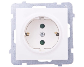 AS Gniazdo pojedyncze z/u Schuko z przesłonami ecru GP-1GSP/m/27