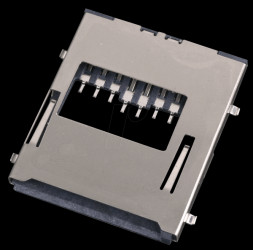MMC card connector, 9-pin, with metal shield