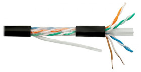 Przewód NETSET U/UTP PE kategorii 6 czarny, skrętka zewnętrzna odporna na UV E1610_305 21859 /305m/