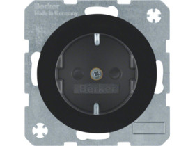 R.1/R.3 Gniazdo pojedyncze z uziemieniem schuko czarne 47232045 HAGER