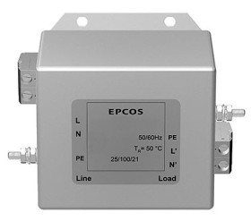 Filtr EMC 16A 1-fazowy 10mΩ 250 V AC/DC 50 → 60Hz EPCOS Montaż w obudowie