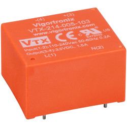 Vigortronix VTX-214-005-103 5W AC-DC Power Supply Single Output 3.3V