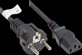 P0030-S015 power cord type E+F CEE 7/7 to C13 , black, 0,75 mm², 1,5 m