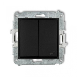 ICON Mechanizm łącznika jednobiegunowego ze schodowym (wspólne zasilanie) czarny mat 12IWP-10.1