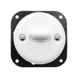 Włącznik światła pojedynczy dwubiegunowy dźwigniowy ceramiczny, okrągły podtynkowy biały Ceramic Loft