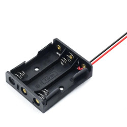 Koszyk na baterie 3xAA (R6) z przewodami - koszyczek płaski otwarty BH-331-3D