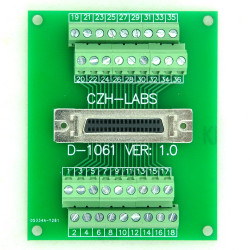 CZH-LABS 36-pin Half-Pitch/0.05&quot; D-SUB Female Breakout Board, DSUB, SCSI, Terminal Module.