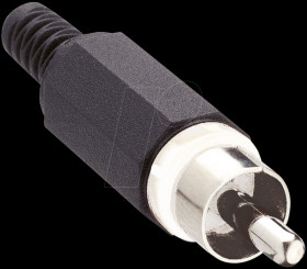 10474 RCA plug, straight, anti-kink protection, black