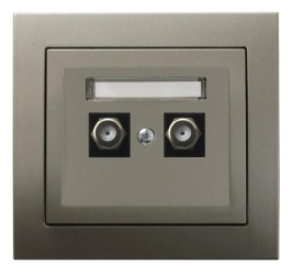 KIER Gniazdo antenowe podwójne typu F satyna light GPA-2WF/45