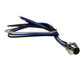 Wtyk z przewodem; 42-01033; M8-4p; 4 tory; proste; z przewodem 0,2m; 0,25mm2; na panel; wkręcane (M16x1,5); 8mm; czarny; IP67; 3