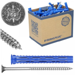 Kołki rozporowe uniwersalne 4ALL 8x65 z wkrętem z łbem stożkowym 5x80 50szt. RAWLPLUG