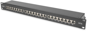 Patch panel, LSA, horizontal, 1 row, (W x H x D) 482.6 x 44 x 109 mm, black, DN-91624S-EA-B