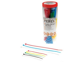 Perel Nylon cable tie set - various colours (300 pcs)