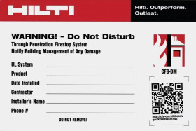 Tabliczka znamionowa, oznaczenie zabezpieczeń ogniochronnych QR POL