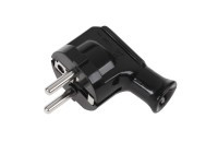 WAC250GE-UNI-KKB Wtyk 250V - standard UNISCHUKO (niemiecki i polski) - 3 biegunowy, czarny 16A - na kabel, kątowy