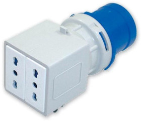 Adapter do przedłużacza sieciowego 16A Wtyczka, gniazdo 230 V 2P + E RS PRO Niebieski IP20