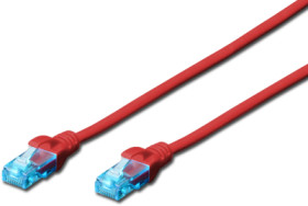 Patch cable, RJ45 plug, straight to RJ45 plug, straight, Cat 5e, U/UTP, PVC, 3 m, red, DK-1512-030/R