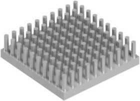 Pin heatsink, (L x W x H) 36.4 x 36.4 x 10 mm, 4.7 to 1.75 K/W, natural aluminum, 10006862