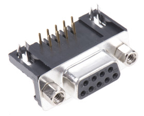 Złącze D-Sub 9-pinowe Żeński Kąt Proste Przewlekany raster 2.77mm Złoto, nikiel