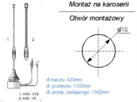 Antena samochodowa AAS-15 ze wzm.
