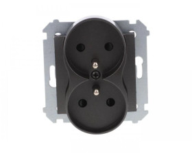 Simon 54 Nature Gniazdo podwójne do ramek z/u 16A IP20 z przesłoną torów podwójne antracyt DGZ2MZN.01/48