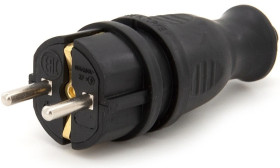 Wtyczka gumowa hermetyczna 230V IP 44 16A schuko, kolor czarny, TWG-SCH