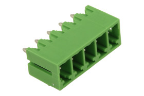 Łączówka; ECH381V-05P; 5 torów; R=3,81mm; 9,2mm; 8A; 300V; na panel; kątowe 90°; zamknięta; lutowany; zielony; Dinkle; RoHS