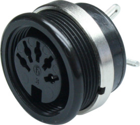 Panel socket, 3 pole, solder cup, screw locking, straight, 930303500