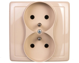 Simon Basic Gniazdo podwójne z/u kompletne beż BMGZ2/12